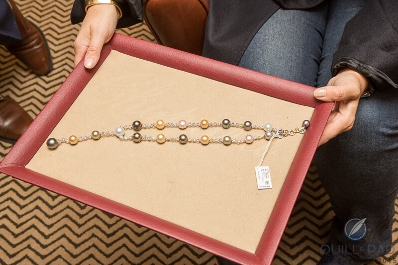 Choosing a necklace to wear to the 2015 Grand Prix d’Horlogerie de Genève at the Chopard boutique
