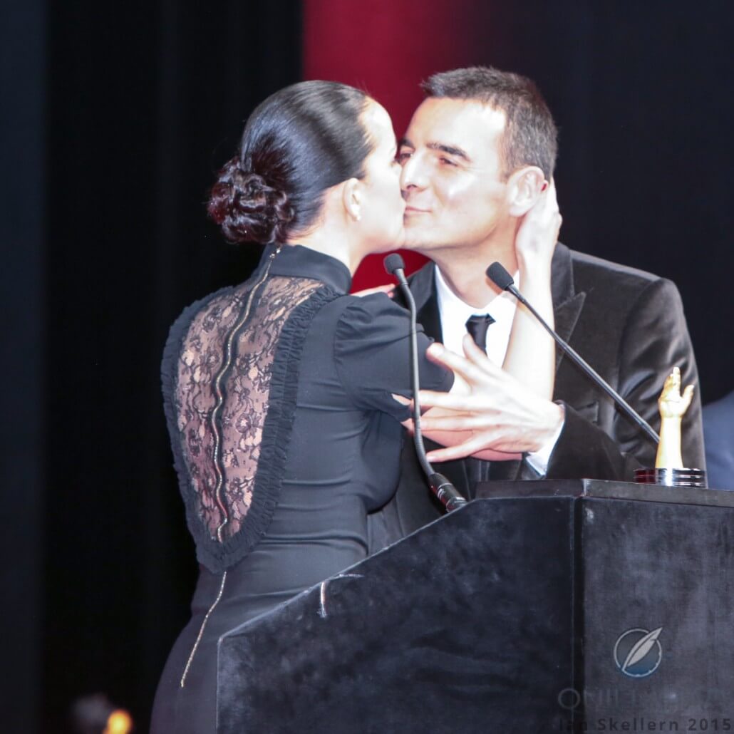 Maria and Richard Habring share an intimate moment (with 1,500 onlookers) at the 2015 Grand Prix d’Horlogerie de Genève