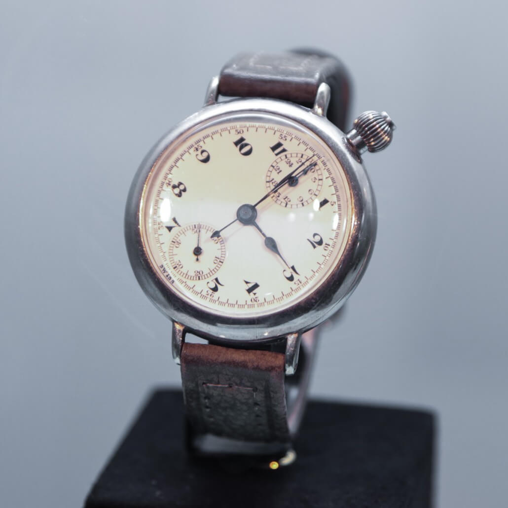 A Heuer wrist chronograph from approximately 1915