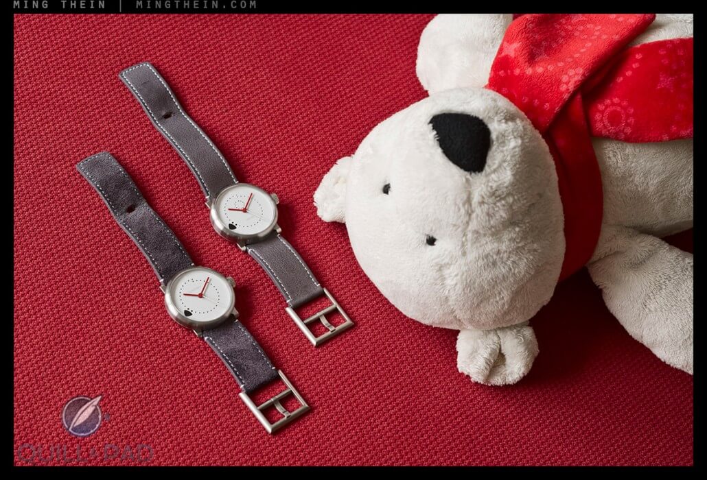 Ming Thein’s personally meaningful stuffed polar bear along with his-and-hers customized Ochs und Junior timepieces