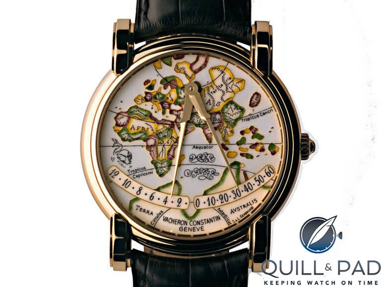 From ‘The Mastery of Time’: the Vacheron Constantin Mercator wristwatch produced in 1994 in honor of cartographer G. Mercator, 36 mm, automatic movement (photo Dominique Cohas)