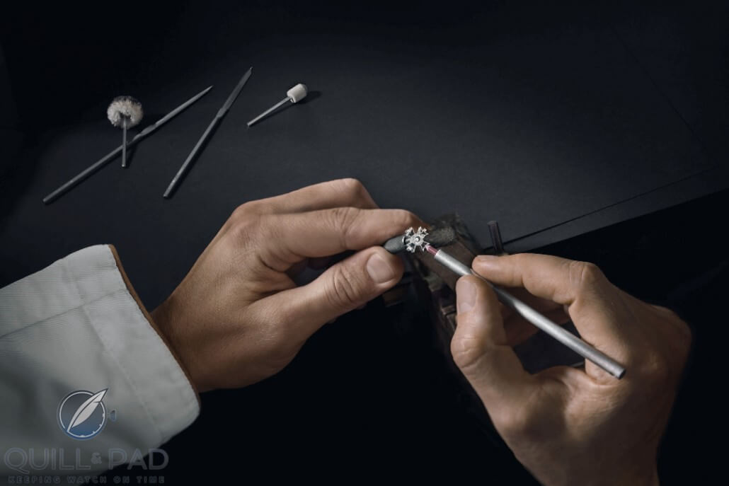 From ‘The Artists of Time’: a Vacheron Constantin craftsperson bevels a typical Maltese cross-shaped tourbillon carriage