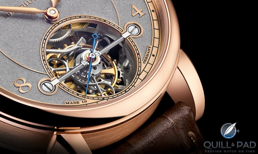 Close view of the tourbillon of the 1815 Tourbillon Handwerkskunst by A. Lange & Söhne