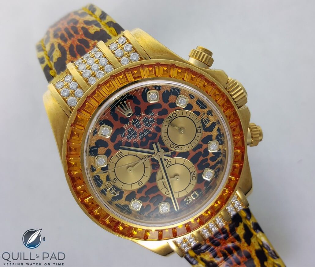 A very subtle 'leopard print' Rolex Cosmograph Daytona from the Rothstein liquidation (photo courtesy Hess Fine Art)
