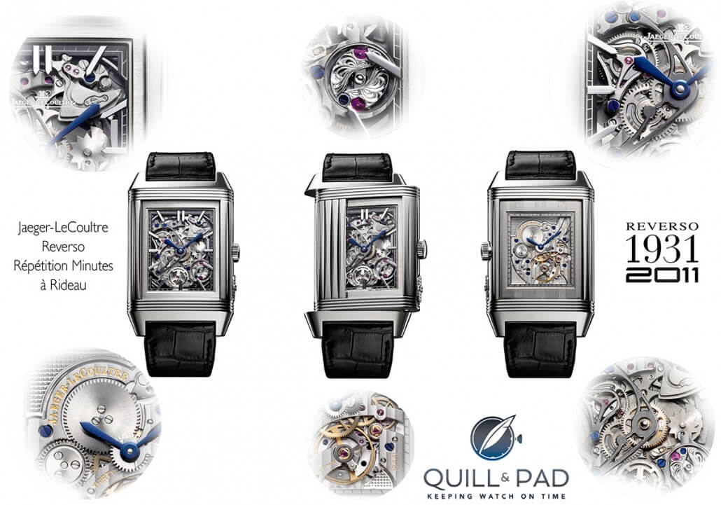 The many faces of the Jaeger-LeCoultre Reverso Répétition Minutes à Rideau from 2011, a minute repeater with “pivoting curtain”