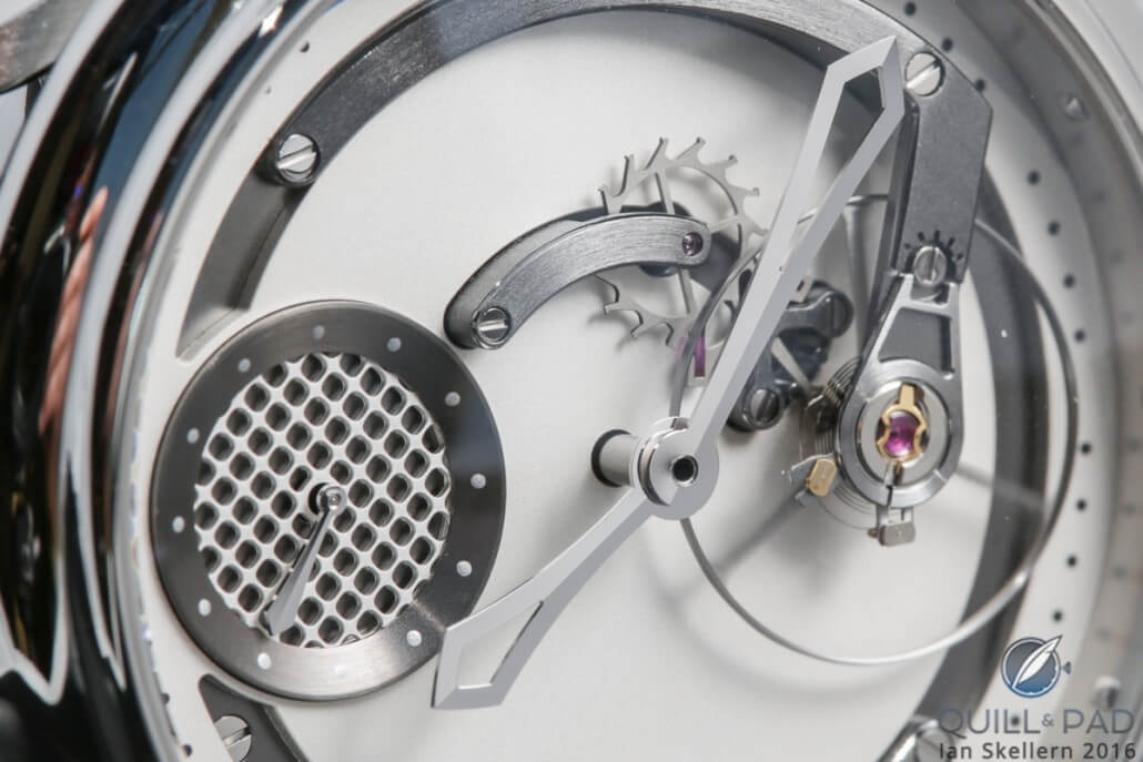 Close view of the dial of the Manufacture Royale 1770 Voltige
