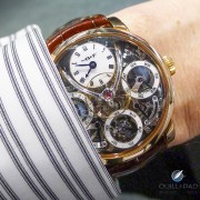 MB&F Legacy Machine Perpetual on the author’s wrist at SIHH 2016