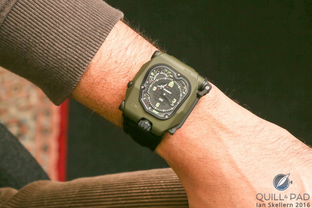 Urwerk EMC2 on the wrist of Felix Baumgartner