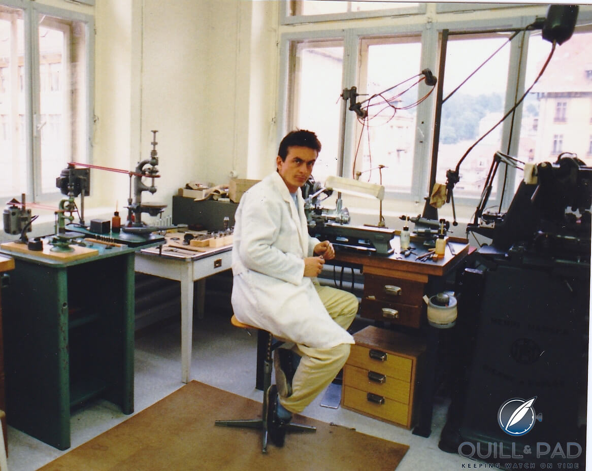 Dominique Renaud in 1988 at the Renaud & Papi atelier in Le Locle