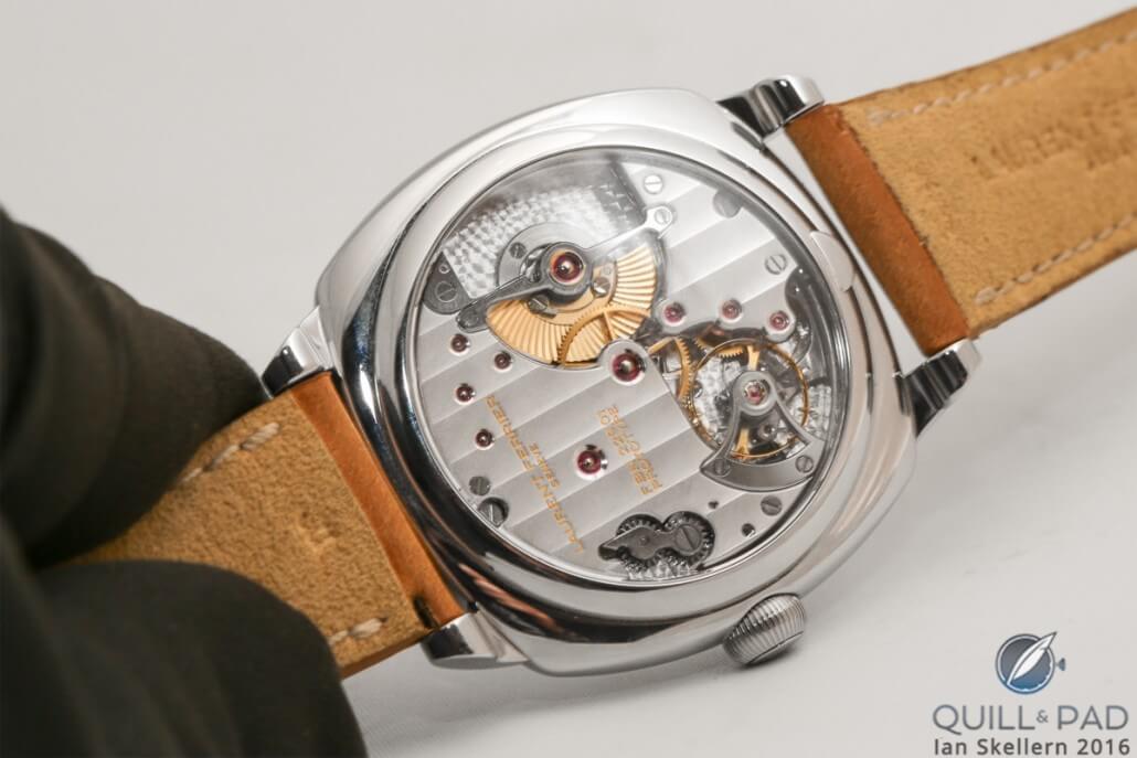 The beautifully finished movement of the Laurent Ferrier Galet Square Boréal