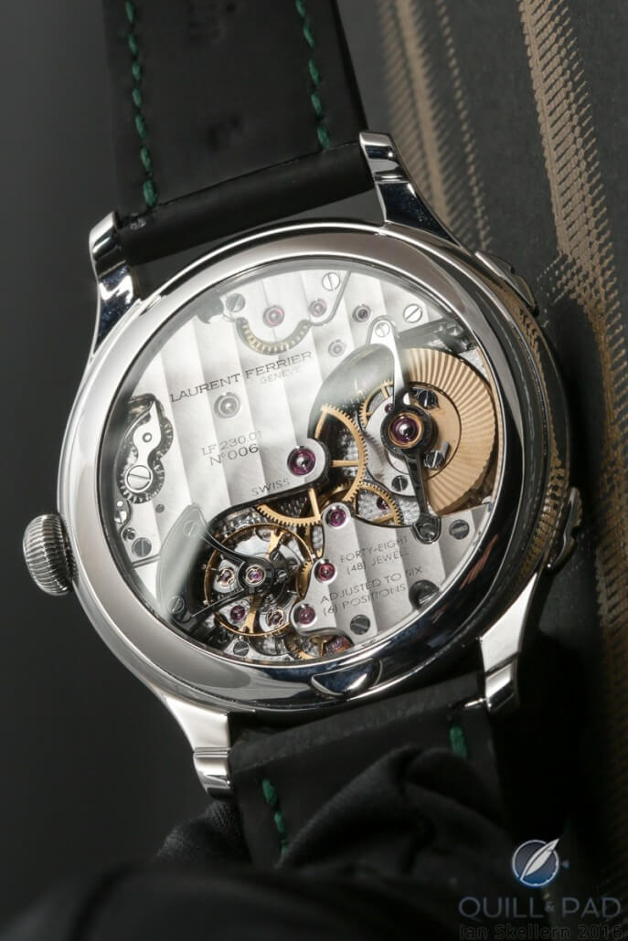The beautifully finished movement of the Laurent Ferrier Galet Traveller Boréal