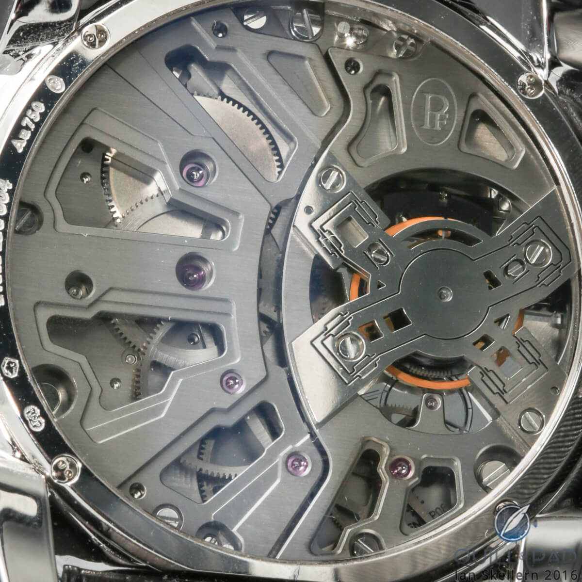 View through the display back of the Parmigiani Senfine concept watch
