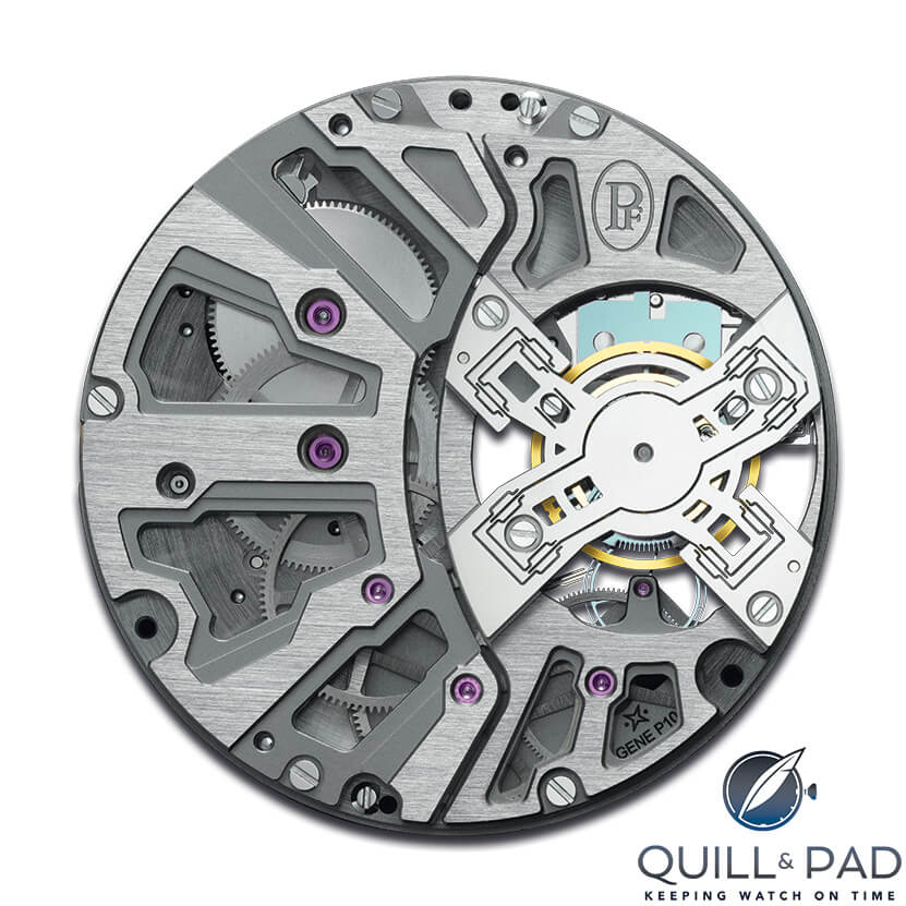 View of the back of the Parmigiani Senfine concept watch movement