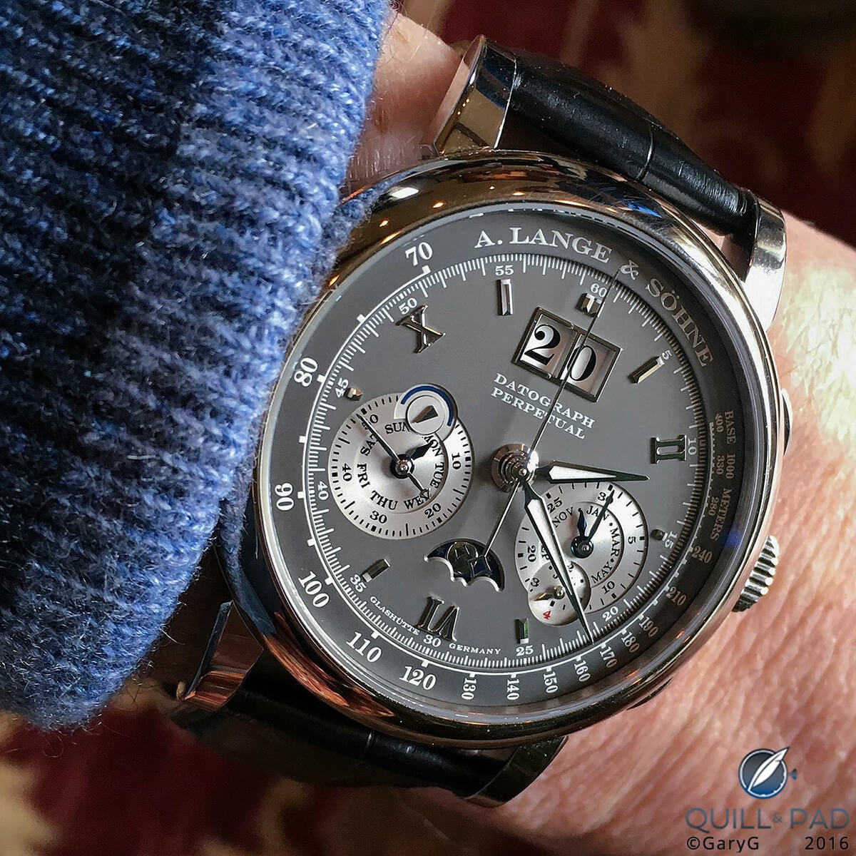 On the wrist: the author’s A. Lange & Söhne Datograph Perpetual