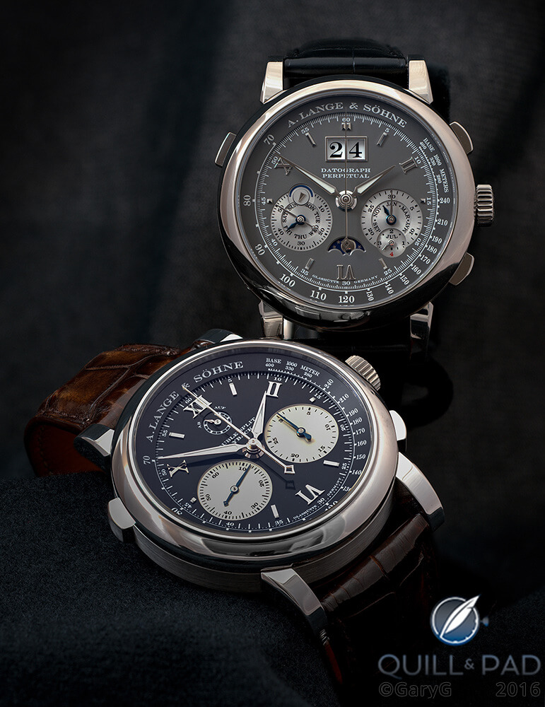 Lange landmarks: the author’s A. Lange & Söhne Datograph Perpetual (top) and Double Split