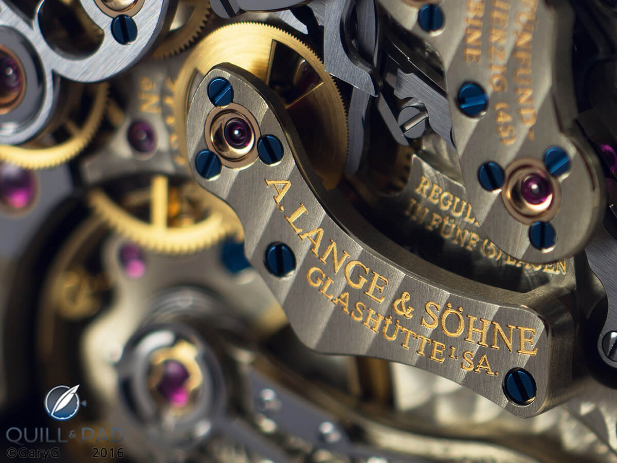 Close up: a German silver bridge in the A. Lange & Söhne Datograph Perpetual