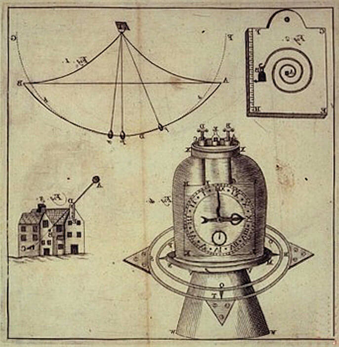 18th century marine chronometer with gimbals and in a vacuum by Jeremy Thacker, who termed the word 