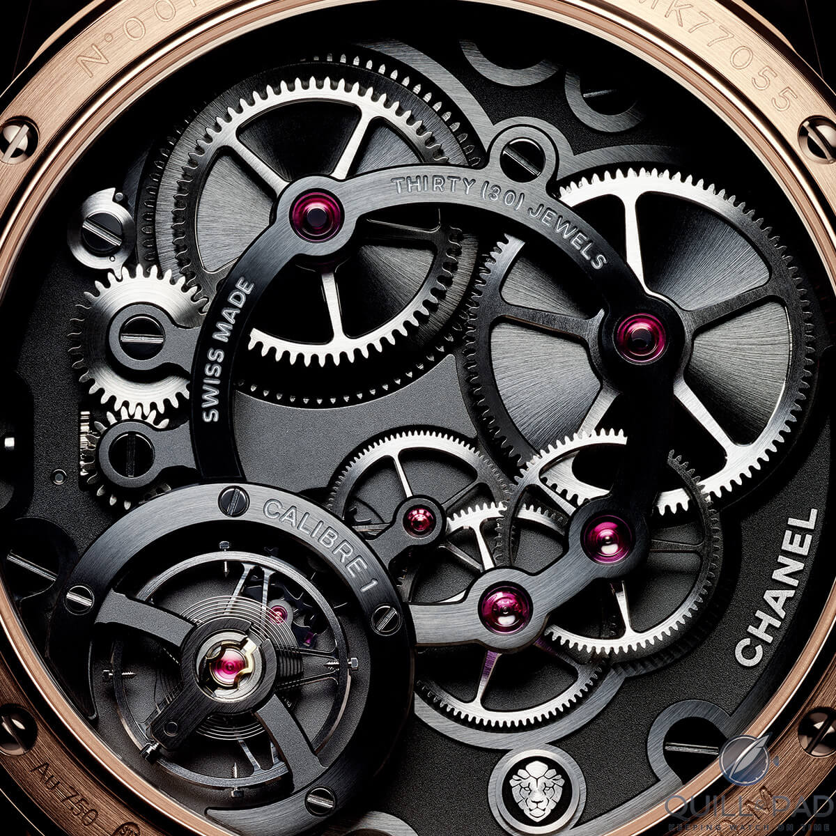 The very distinctive look of the beautifully finished movement of the Monsieur de Chanel
