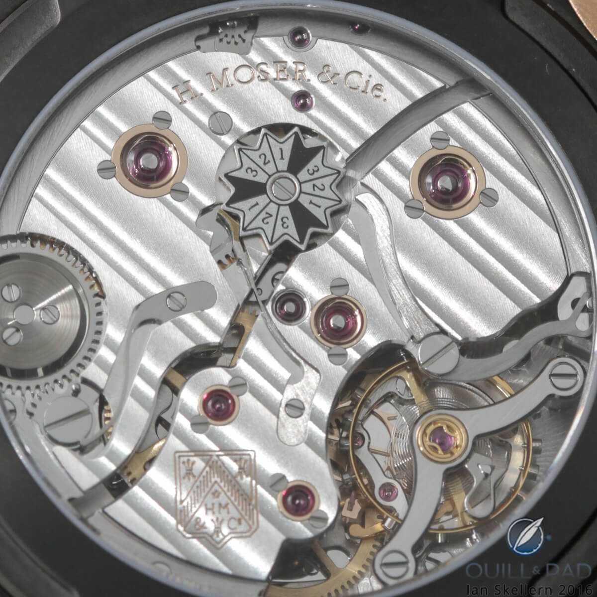 A close look at the movement of the H. Moser & Cie Endeavour Perpetual Calendar