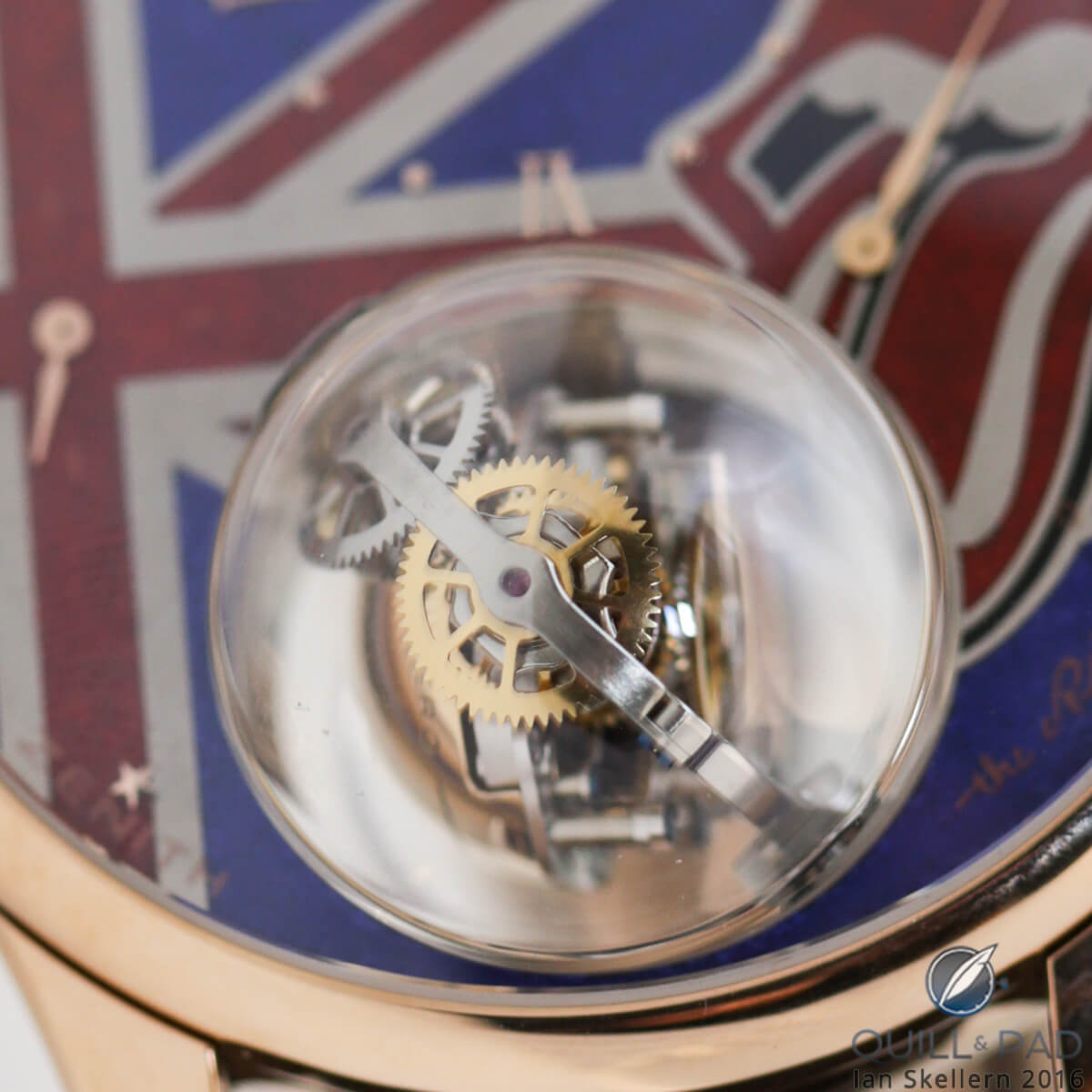Close look at the gimbal escapement of the Zenith Christophe Colomb Tribute to The Rolling Stones