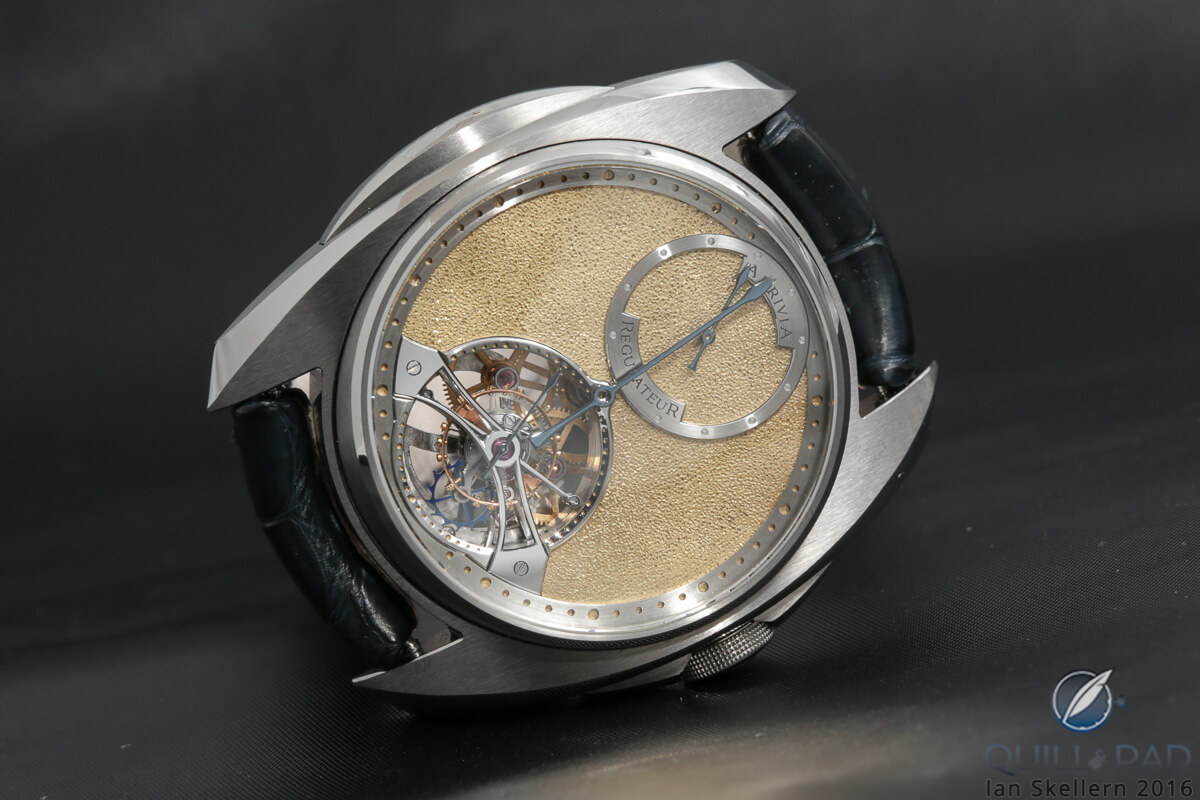 Akrivia Regulateur Tourbillon with hand-chased gold dial