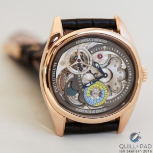 Andreas Strehler's Sauterelle à Lune Exacte has a moon phase display accurate to two million years