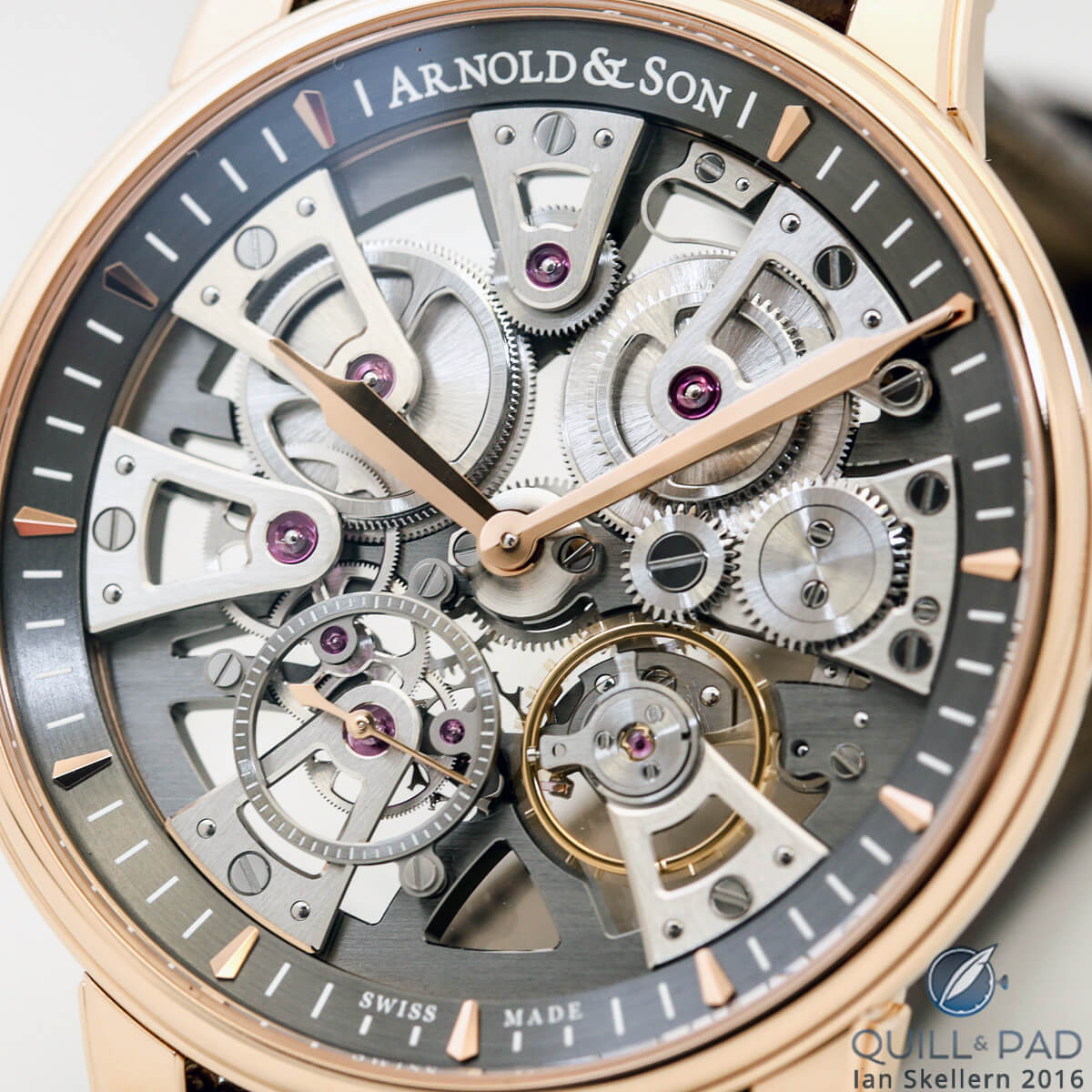 Close look at the dial side of Arnold & Son's Nebula