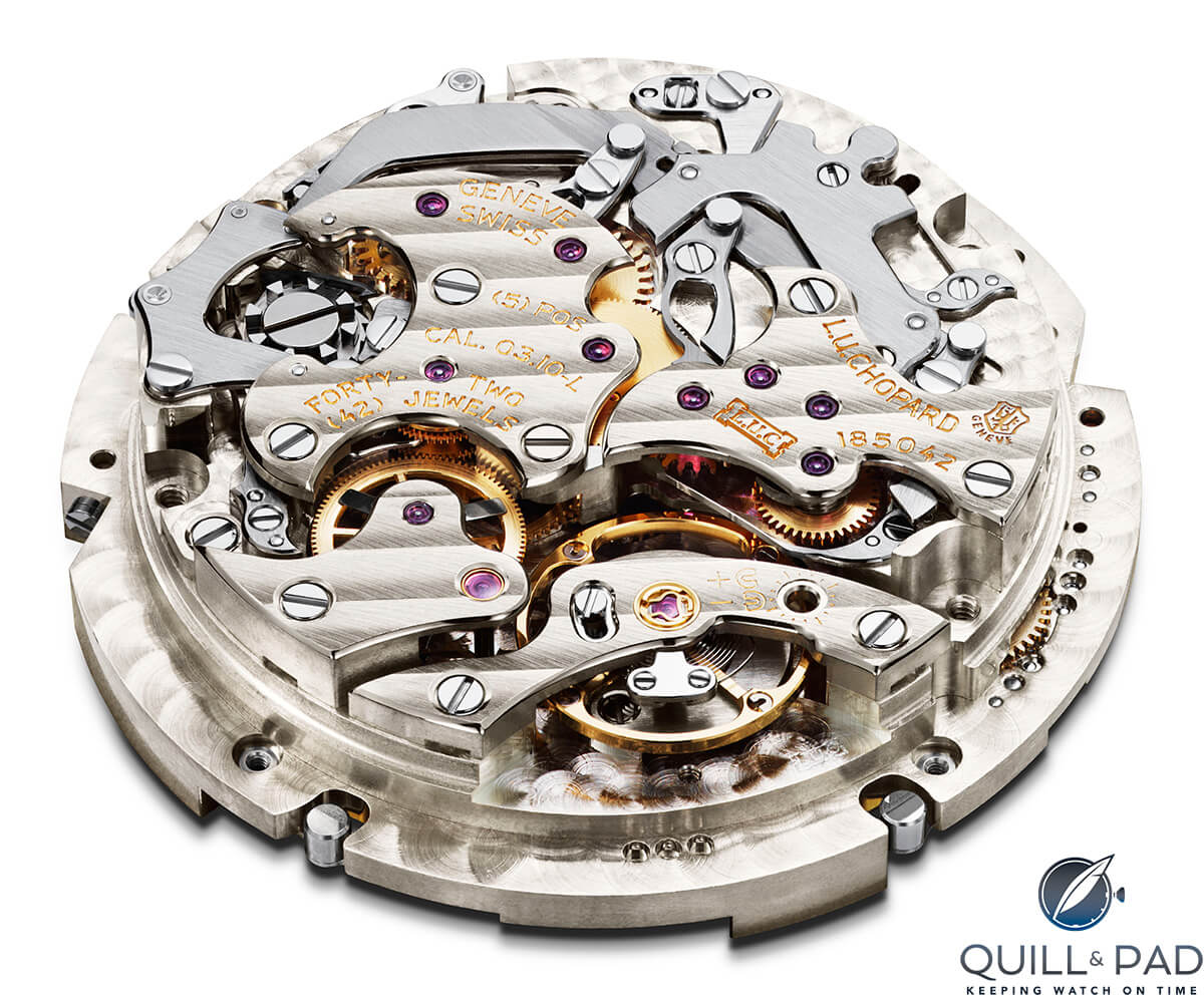 Movement side (back) of the Chopard Caliber L.U.C. 03.10-L at the heart of the Perpetual Chrono