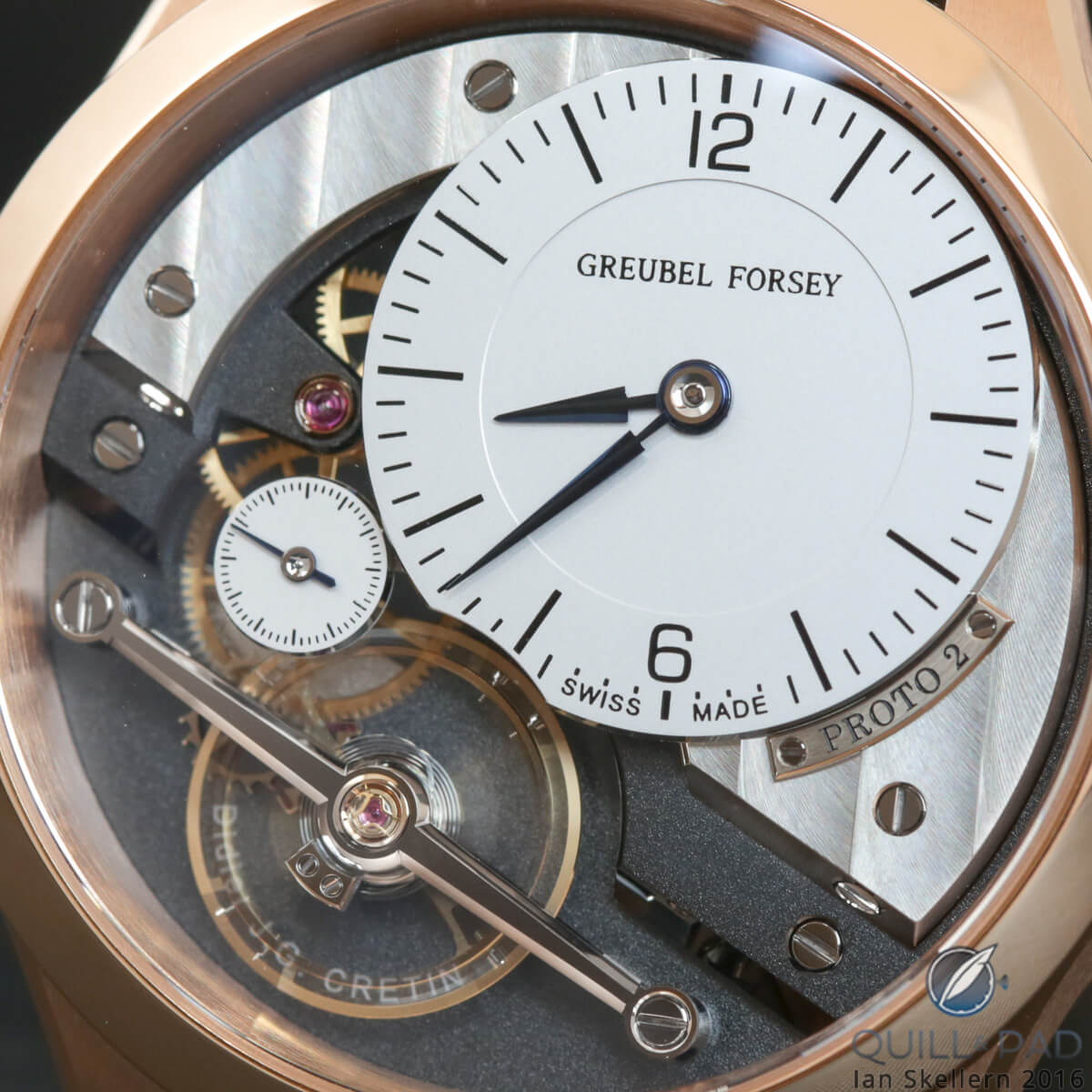 A close look at the dial side of the Greubel Forsey Signature 1 by Didier Cretin; note how widely spaced those Geneva waves are