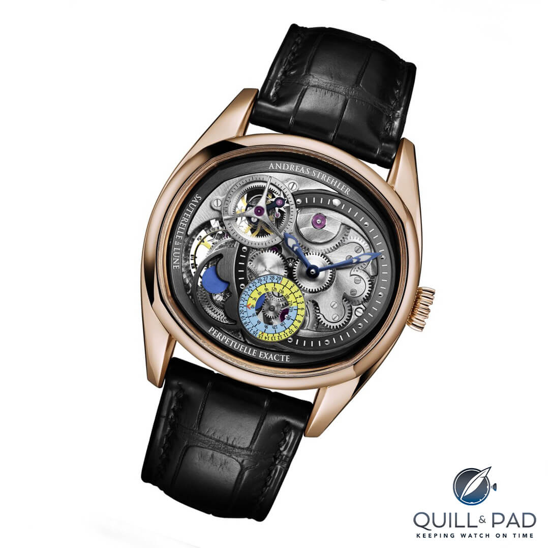Andreas Strehler's Sauterelle à Lune Exacte has a moon phase display accurate to two million years