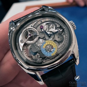Andreas Strehler's Sauterelle à Lune Exacte has a moon phase display accurate to two million years