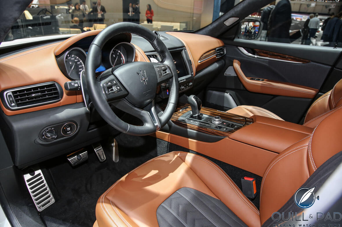 The rich leather-lined interior of the Maserati Levante