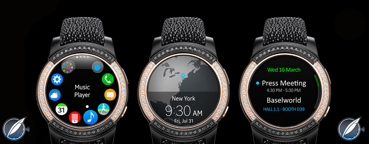 Just three of the many functions of the Samsung Gear S2 by de Grisogono