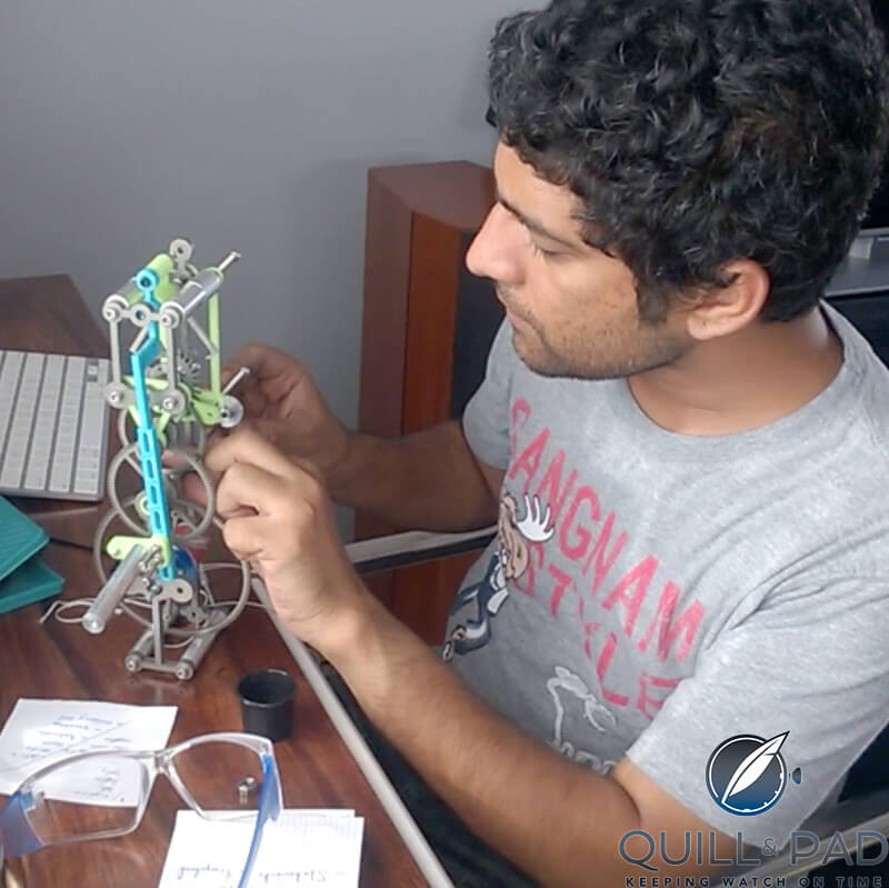 Dilip Sivaraman assembling 3D printed prototype parts