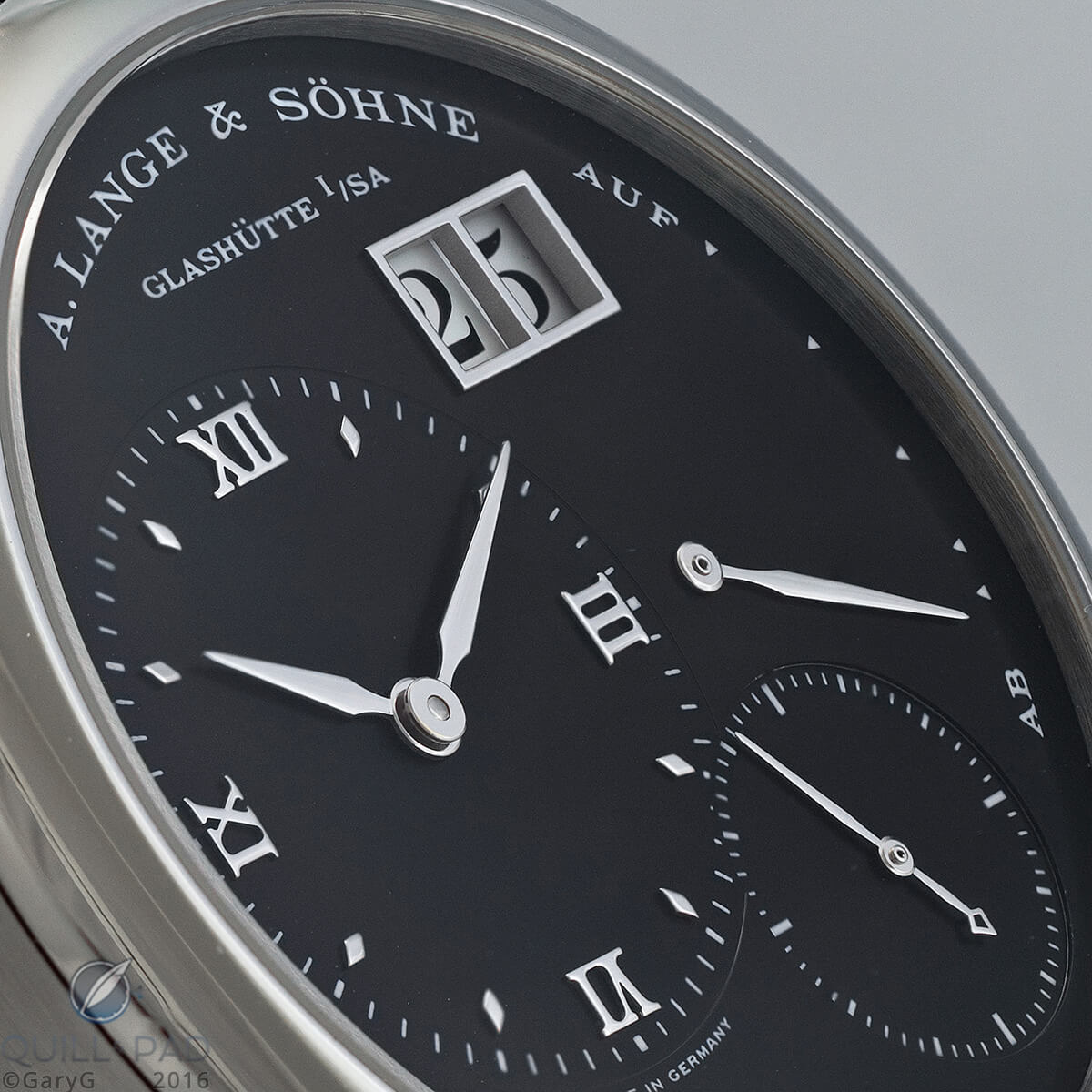 Dial detail of the A. Lange & Söhne Lange 1 in stainless steel