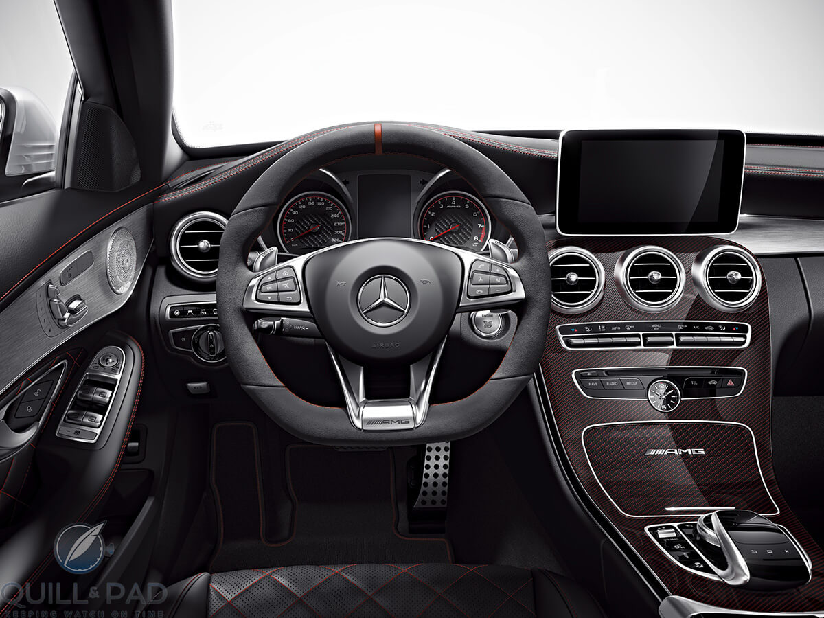 Interior of the Mercedes-AMG C 63 S Coupé: note the IWC dashboard clock