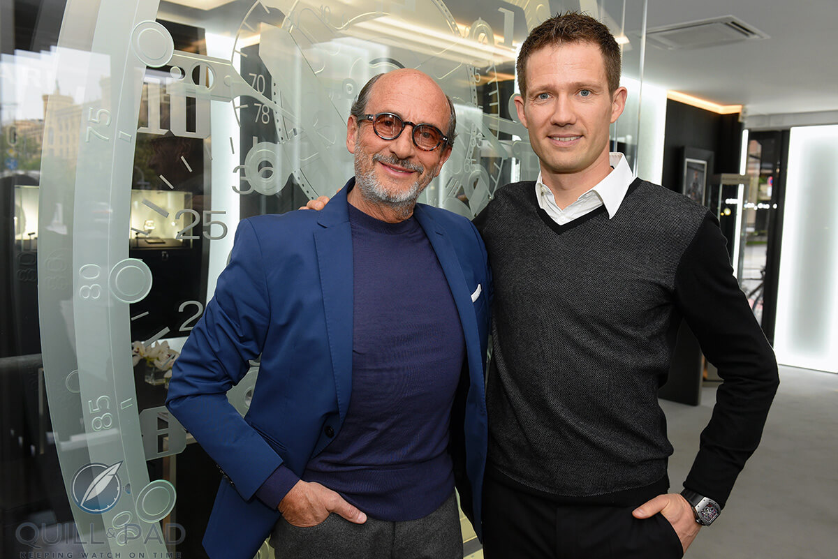 Richard Mille and Sébastien Ogier at the opening of the Richard Mille boutique in Munich