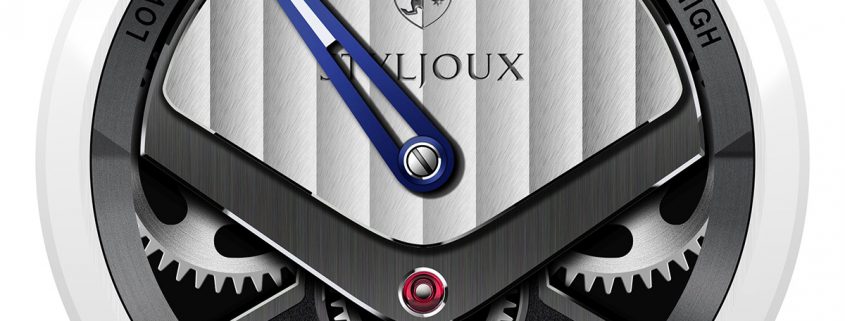What looks like a De Bethune inspired dial of the Styljoux Le Calibre pen with the blue hand indicating the center of balance