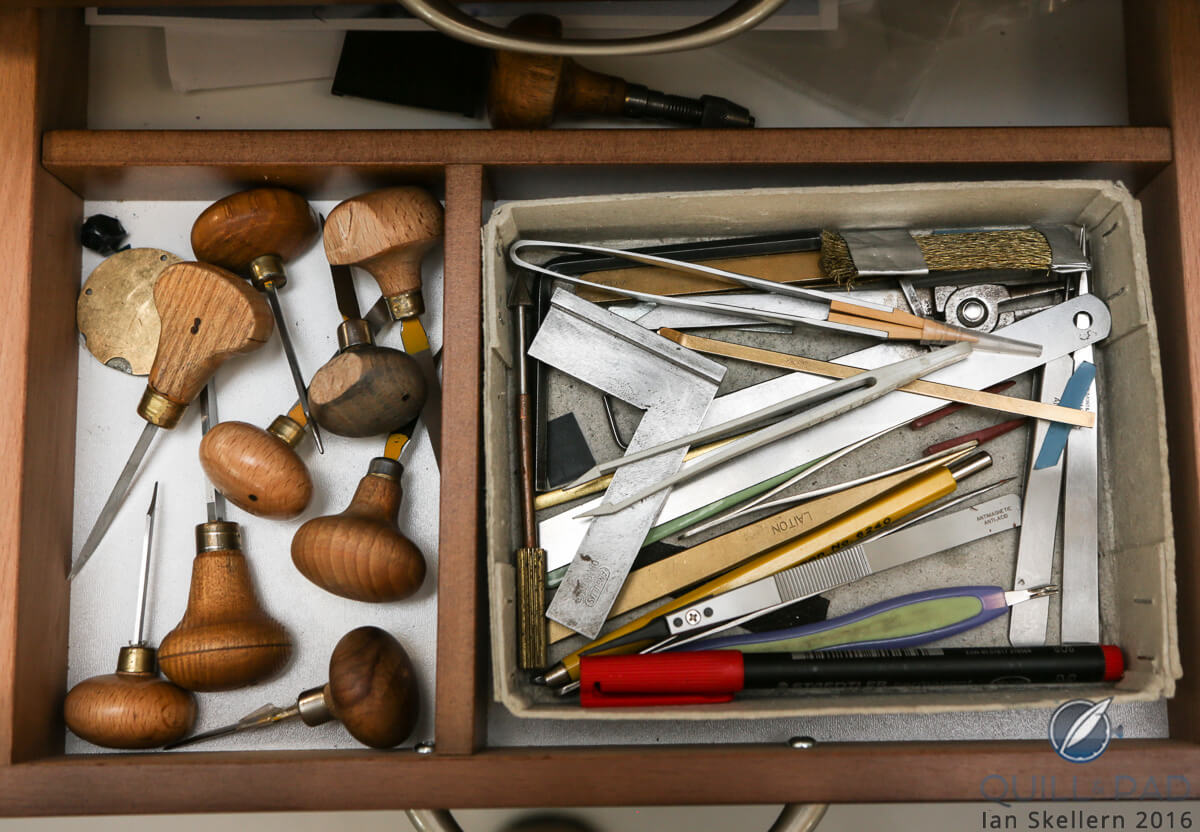 A few of the tools required for engraving at Jaeger-LeCoultre