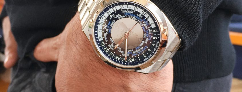 The Vacheron Constantin Overseas worldtimer with a blue dial