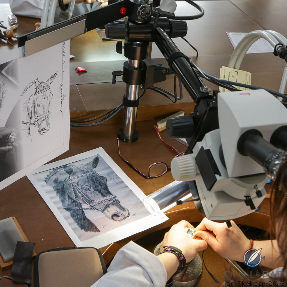 JLC engraver Marsura working on the portrait of Gucci 