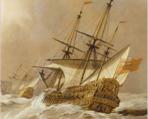 HMS Resolution, the ship that Captain James Cook used to explore teh South Pacific and sail the globe