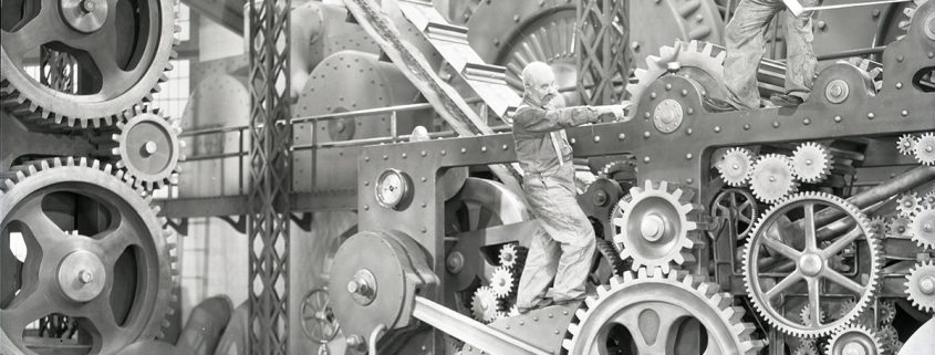 Iconic machinery from Charlie Chaplin's 1936 film Modern Times