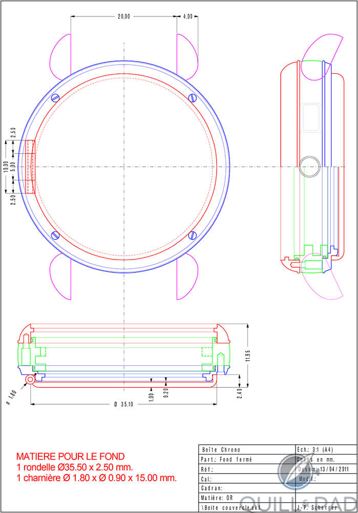 Blueprint for the case back addition to the author’s Voutilainen Masterpiece Chronograph II