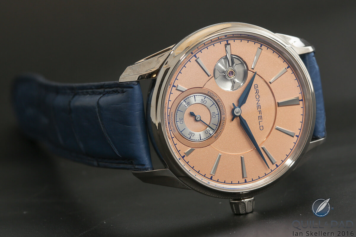 Grönefeld 1941 Remontoire in white gold with salmon-colored dial