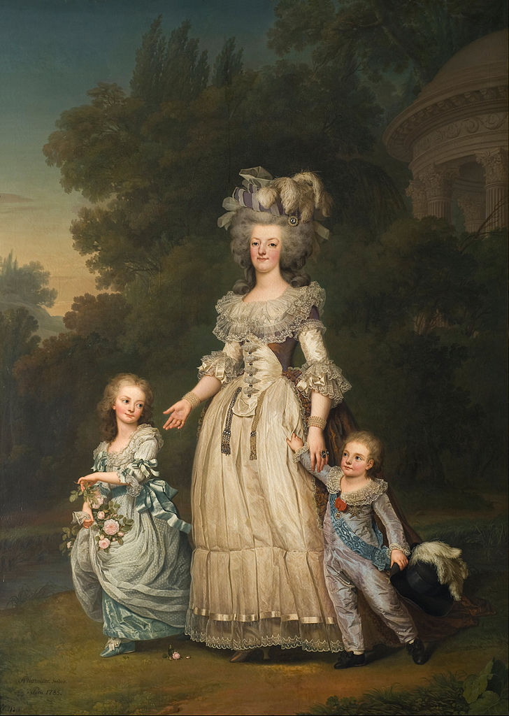 This Adolf Ulric Wertmüller painting of 1785 entitled ‘Queen Marie Antoinette and Two of her Children Walking in the Park of Trianon’ clearly shows two watch fobs hanging from her waist (photo courtesy 