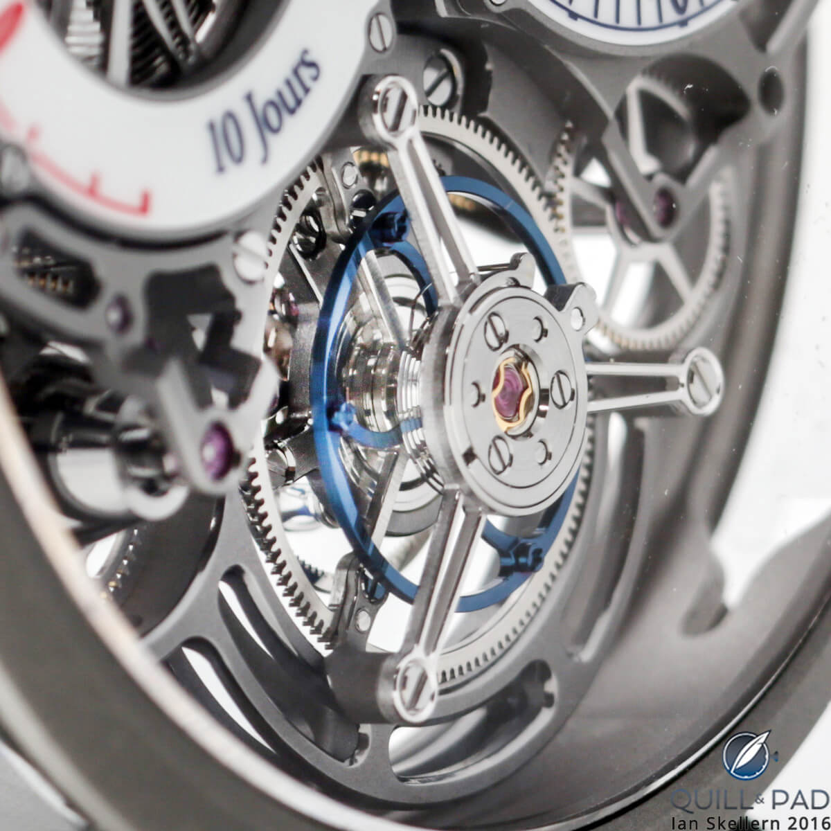 Closer look at the patented flying tourbillon of the Bovet Ottantasei by Pininfarina