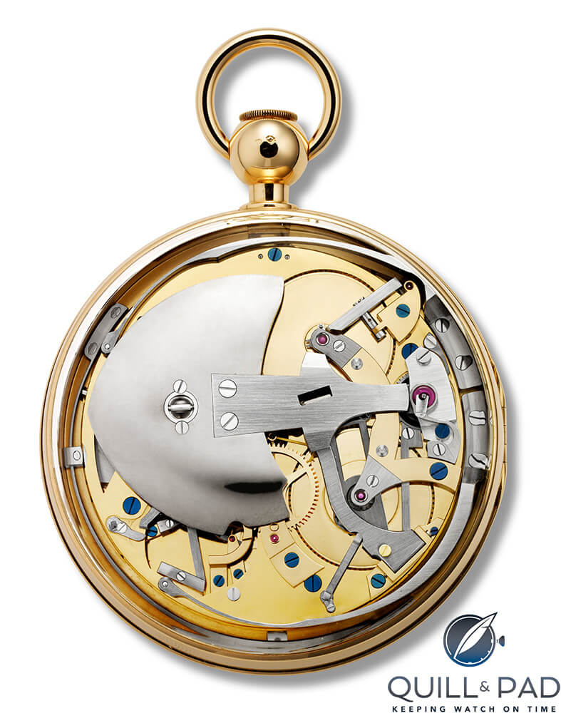 Back of the Breguet Grande Complication No. 1160 with the large automatic winding mass on the left