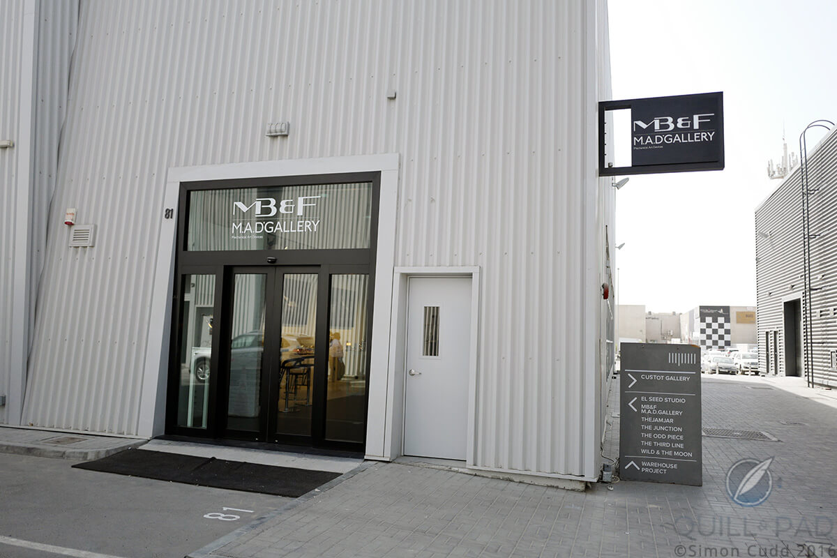 Unassuming outside of the MB&F M.A.D.Gallery Dubai
