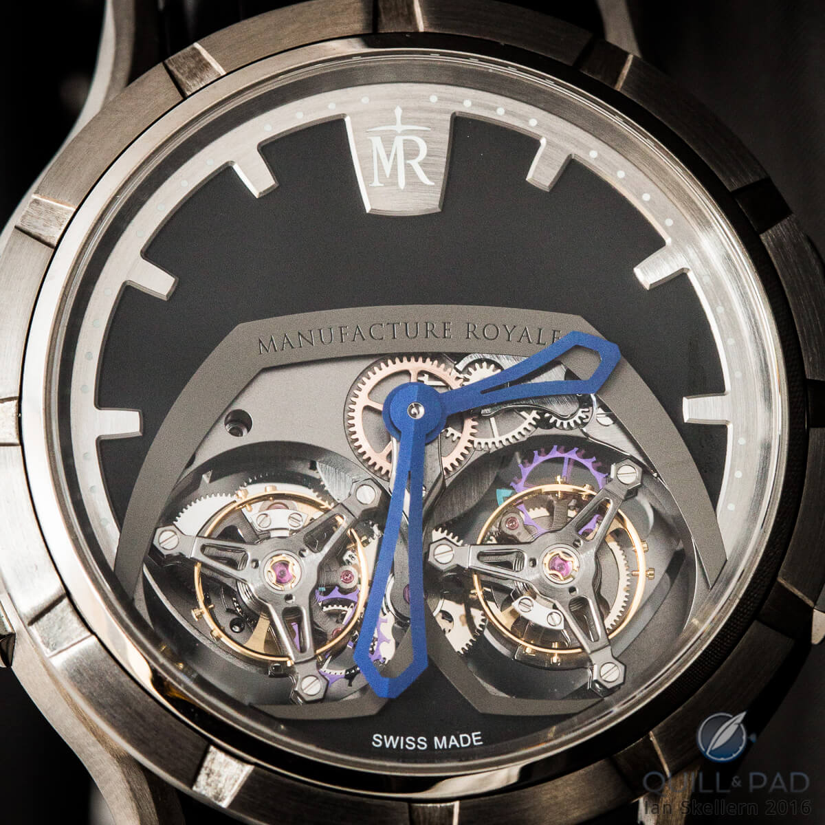 Close up look at the two tourbillons of the Manufacture Royale 1770 Micromégas